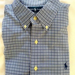 Ralph Lauren Blue Plaid button-down long-sleeve Dress Shirt